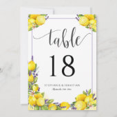 水彩レモン ラベンダー ボヘミアンテーブルナンバー 招待状 (裏面)