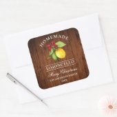 水彩レモン リモンチェッロ ウッド プリント クリスマス スクエアシール (封筒)