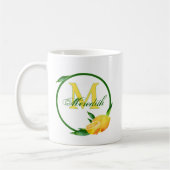 水彩レモン🍋✨名前とモノグラム コーヒーマグカップ (左)