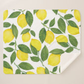 水彩レモン：夏のフルーツパターン シェルパブランケット (正面(横))