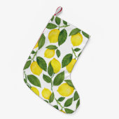 水彩レモン：夏のフルーツパターン スモールクリスマスストッキング (正面 (吊り時))