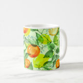水彩レモン、花、柑橘類。 コーヒーマグカップ (正面右)