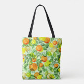 水彩レモン、花、柑橘類。 トートバッグ (裏面)