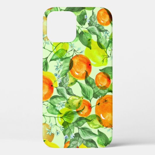 水彩レモン、花、柑橘類。 Case-Mate iPhoneケース (裏面)