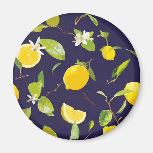 水彩レモン&葉10 マグネット (正面)