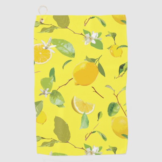 水彩レモン&葉4 ゴルフタオル (正面)