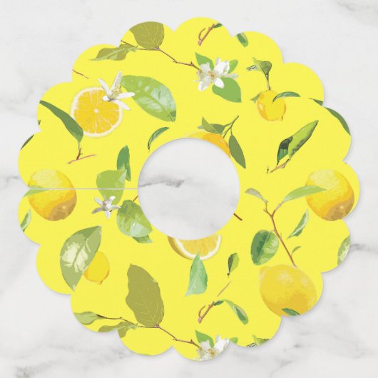 水彩レモン&葉4 ワイングラスタグ (正面)