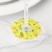 水彩レモン&葉4 ワイングラスタグ (クローズアップ)