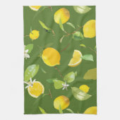 水彩レモン&葉5 キッチンタオル (縦)