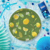 水彩レモン&葉5 ペーパープレート (パーティー)