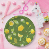 水彩レモン&葉5 ペーパープレート (パーティー)