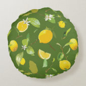水彩レモン&葉5 ラウンドクッション (裏面)