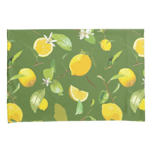 水彩レモン&葉5 枕カバー (正面右)