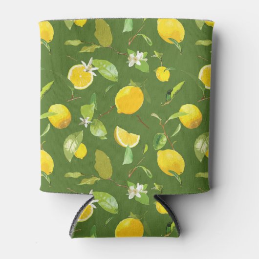 水彩レモン&葉5 缶クーラー (正面)