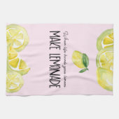 水彩レモン（黄色とピンク） キッチンタオル (横)