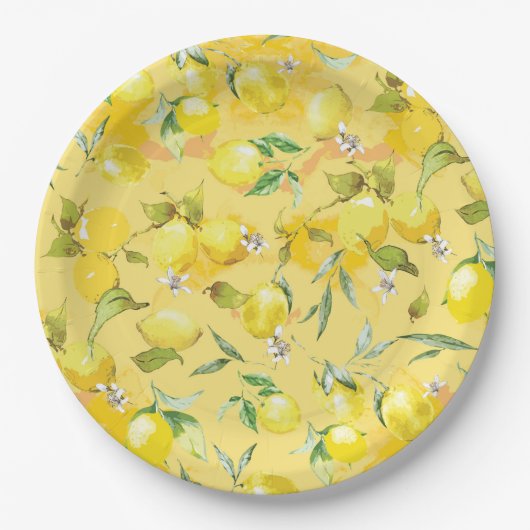 水彩レモンIV ペーパープレート (正面)