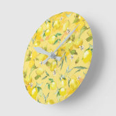 水彩レモンIV ラウンド壁時計 (傾斜)