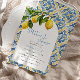 水彩レモ地中海のンブライダルシャワー 招待状