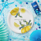 水彩レモ結婚ン ペーパープレート (パーティー)