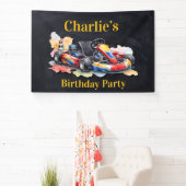 水彩レーシングカートの男の子の誕生日パーティー 横断幕 (インサイチュ)