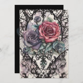 水彩レースとバラゴシック結婚エレガンス 招待状 (正面/裏面)