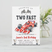 水彩レースカーの2歳の誕生日おめでとう 招待状 (スタンド正面)