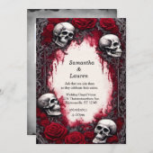水彩レーススカルフレームゴシック結婚ズ 招待状 (正面/裏面)