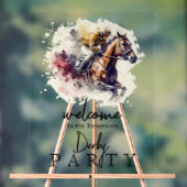 水彩レースホースダービーパーティー歓迎 アクリルサイン (ニュートラル)