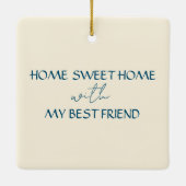 水彩ロシアの花付き窓の青い猫 セラミックオーナメント (裏面)