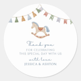 水彩ロッキングホース、ベビーシャワー ラウンドシール