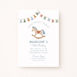 水彩ロッキングホース、誕生日招待状 招待状