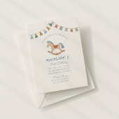 水彩ロッキングホース、誕生日招待状 招待状