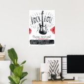 水彩ロック&転がフェスティバルポスター ポスター (ホームオフィス)