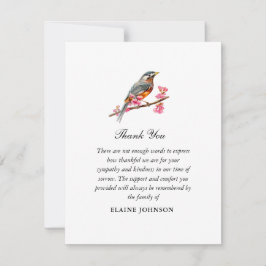 水彩ロビンバード葬儀フォトサンキュー サンキューカード