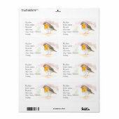 水彩ロビン – 差出人住所ラベル ラベル (フルシート)