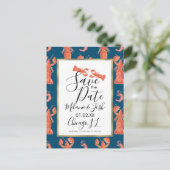 水彩ロブスターエビのクロウフィッシュ日付を保存 ポストカード (スタンド正面)