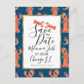 水彩ロブスターエビのクロウフィッシュ日付を保存 ポストカード (正面)