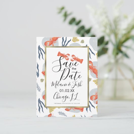 水彩ロブスタークロウフィッシュフローラ保存日 ポストカード (スタンド正面)