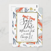 水彩ロブスタークロウフィッシュフローラ保存日 ポストカード (正面/裏面)