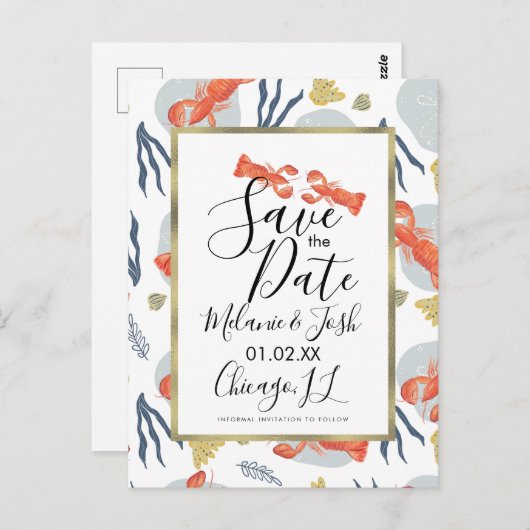 水彩ロブスタークロウフィッシュフローラ保存日 ポストカード (正面/裏面)