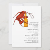 水彩ロブスターシーフードリハーサルディナー 招待状 (正面)