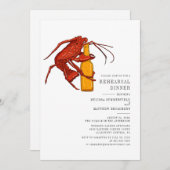 水彩ロブスターシーフードリハーサルディナー 招待状 (正面/裏面)