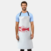水彩ロブスターバイシャーロッテカンツァーノ エプロン (着用した状態)