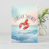 水彩ロブスタービーチパーティーベビーシャワー 招待状 (スタンド正面)