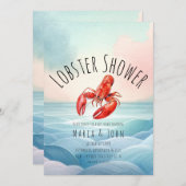 水彩ロブスタービーチパーティーベビーシャワー 招待状 (正面/裏面)