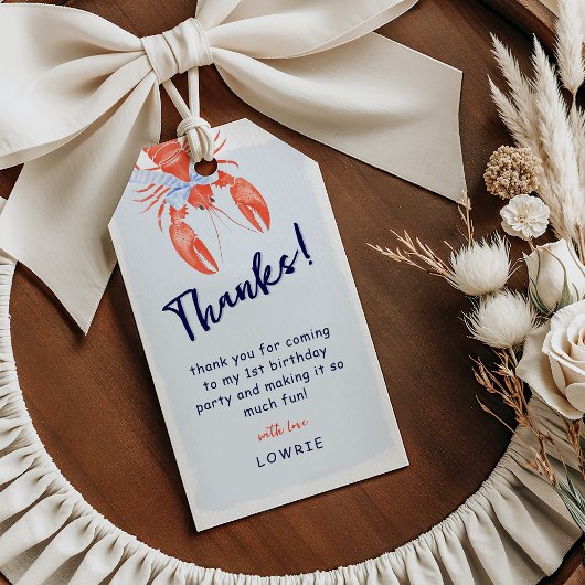 水彩ロブスター沿岸感謝してい誕生日の恵み ギフトタグ