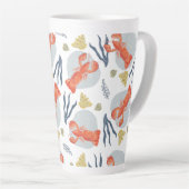 水彩ロブスター甲殻類ビーチサンドドル カフェラテマグ (右アングル)