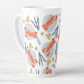 水彩ロブスター甲殻類ビーチサンドドル カフェラテマグ (左アングル)