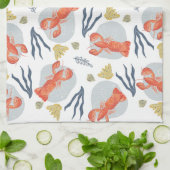 水彩ロブスター甲殻類ビーチサンドドル キッチンタオル (折り畳み)