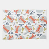 水彩ロブスター甲殻類ビーチサンドドル キッチンタオル (横)